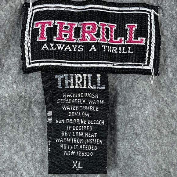 Thrill size Xl grey sweatpants joggers with blue & orange love with rhinestones - Picture 10 of 10